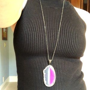 Agate On Hematite Chain over 30” chain